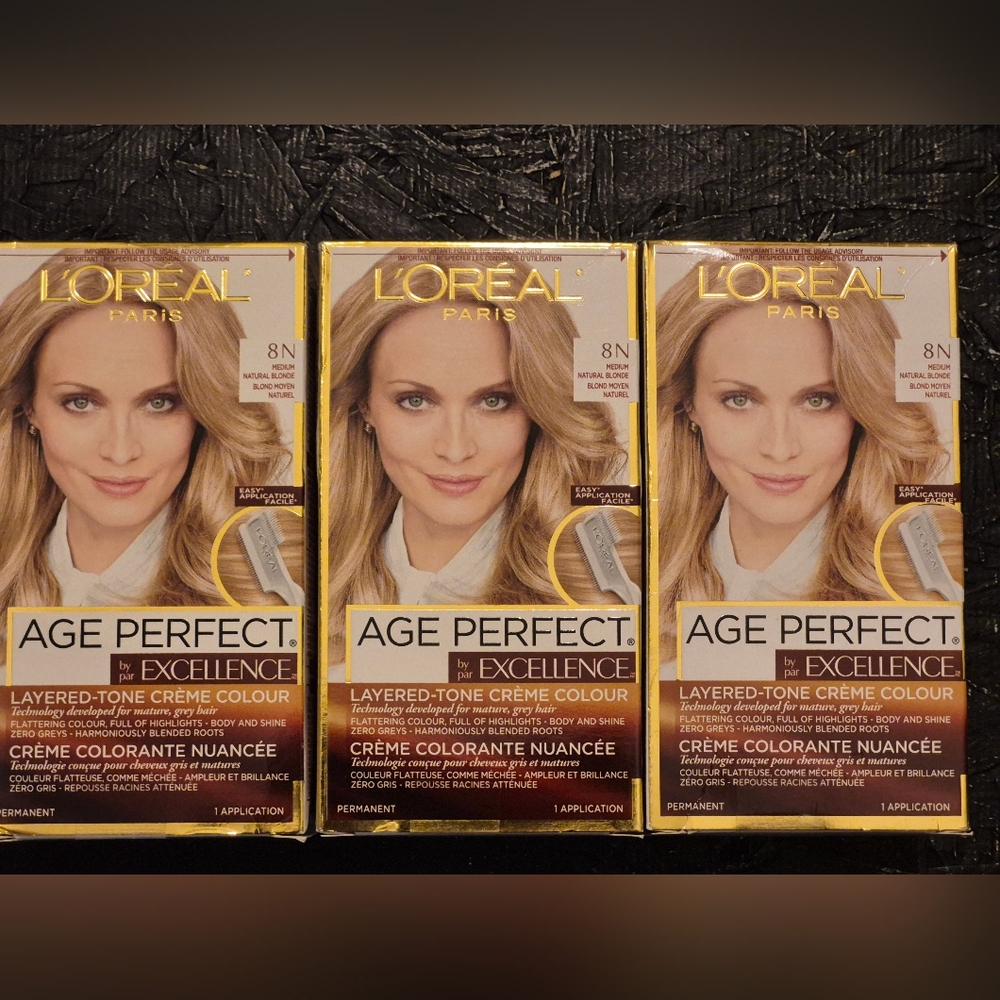 3 L'Oreal Paris Age Perfect By Excellence Permanent Hair Color. 8N Medium Blonde